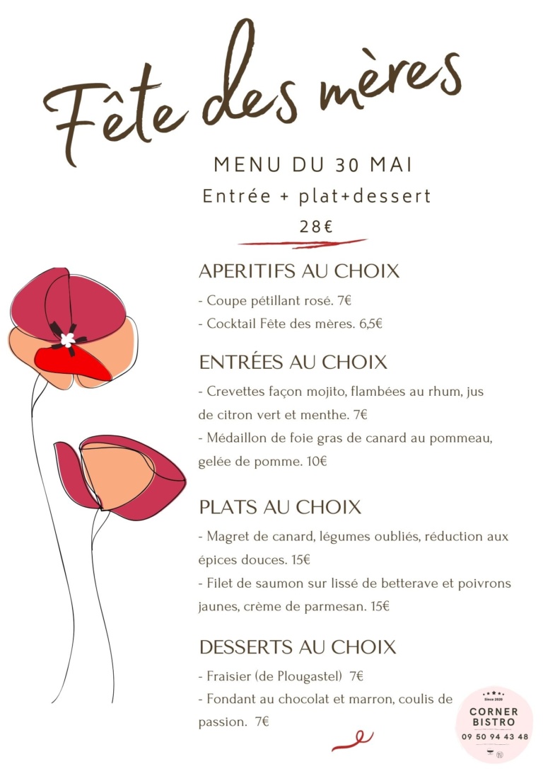 Menu Fête des Méres - Corner Bistro